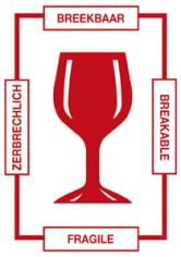 Gevaren etiket 74x105mm rood FRAGILE