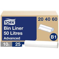 Afvalzak Tork 50 liter transparant 90x35x27cm, B1