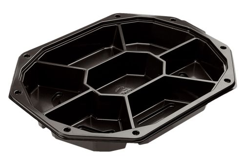 Caterwareschaal APET 335x250mm 8-hoekig 7-vaks zwart