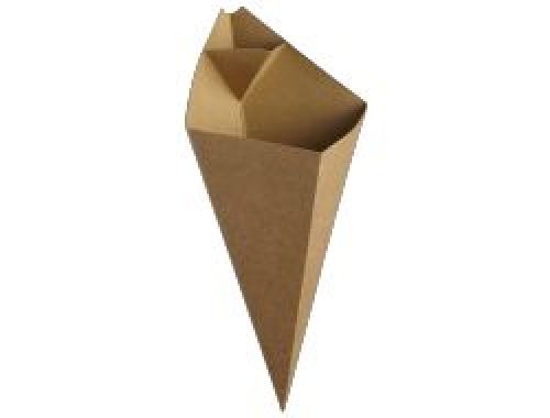 Sachet de chips 27cm kraft 315grs marron avec écobarierre incl. pot de sauce