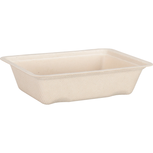 Plateau snack 123x93x32mm bagasse naturelle A7
