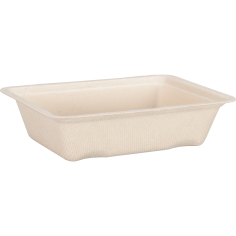 Plateau snack 123x93x32mm bagasse naturelle A7