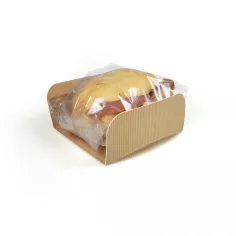 Hot Range vierkant Sandwich verp.+plastic binnenzak 381x200mm bruin  