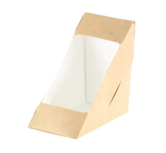 Sandwichbox kraft/PLA bruin 175x75x90mm met venster