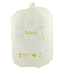 Bio afvalzak 60x94cm 50ltr 17my, lichtgroen kiemplant/Stack-it