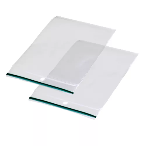 Sachets refermables R-LDPE 23x32cm + œillet de suspension, 30% recyclé