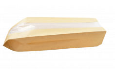 Snackzak ersatz 16+(2x5)x48cm bruin, papiervenster