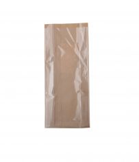 Zak papieren polykraft 14x(2x3)x33cm bruin met micro geperforeerd venster 50 grams