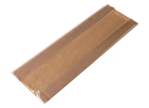 Broodjeszak 10/(2x3)x32cm venster natronkraft 50grs + BOPP 35my