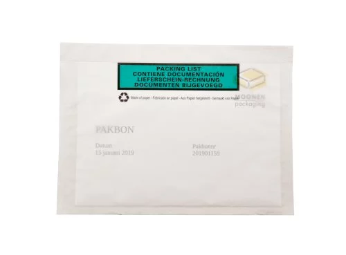 Paklijstenvelop 100% papier C5 228x162mm zelfklevend recyclebaar met opdruk
