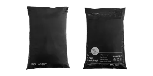 Verzendzakken L zwart POLLAST!C recycled Ocean Bound Plastic