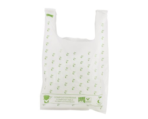 Bio home compostable bag AGF 23/(2x7)x50cm 18my,wit, kiemplant logo