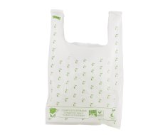 Bio home compostable sacs AGF 23/(2x7)x50cm 18my blanc avec logo plantule