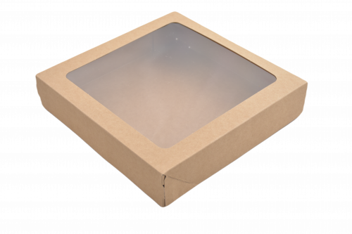 Duplex Gebäckbeh. m. Fenst. kraft 24x24x5cm 325 grs, weiß