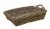 Panier osier rectangulaire, bande en bois, gris T40x30x10cm