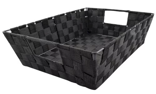 Panier PP tissé rectangulaire noir T40x30cm, B35x26cm, H11cm
