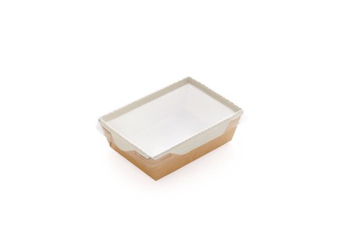 ECO take away salade box Kraft 207x127x55mm bruin + PET transparant deksel