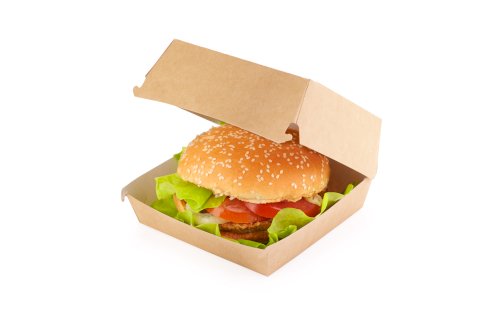 ECO take away burger box Kraft 140x140x70mm bruin L