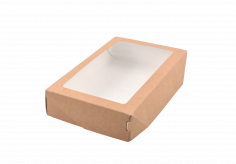 ECO take away box Kraft 200x120x40mm bruin + venster 1000ml
