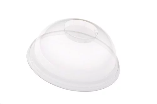 Deksel RPET @95mm bol zonder gat transparant voor beker 448914,15,16