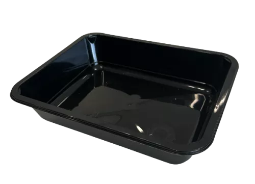 270 CPET-Schalen, 1 Fach, 226x176x54 mm 1500 ccm schwarz, Deckel: 456064