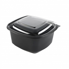 Maaltijdbak RPET 130x127x64mm 500cc zwart met transparante deksel