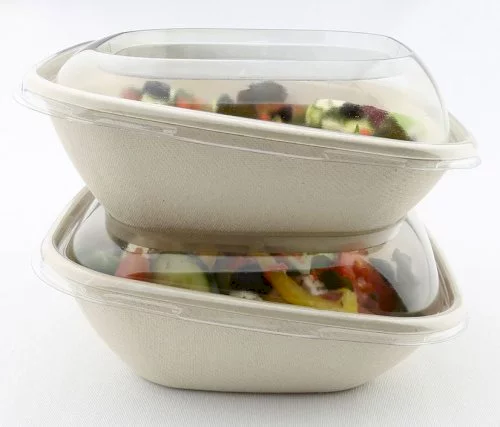 Bio bak met hoge rug suikerriet 19x19x7cm 750ml bruin