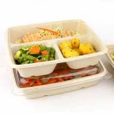 Bio menubak 3-vaks suikerriet 23x23x4cm 500/200/200ml bruin