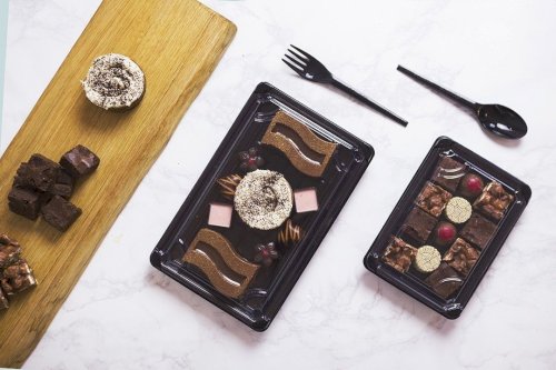 Sushi tray PLA 24,5x15x4cm zwart met transparant deksel