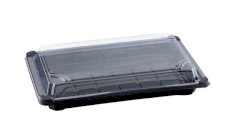 Sushi tray PLA 24,5x15x4cm zwart met transparant deksel