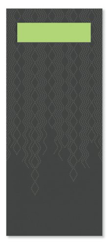 Pochette à couverts  vert foncé + champ. serviette 18,6x8,3cm