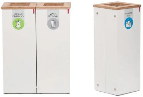 Poubelle à gobelets 24x24x60cm 34ltr Paxa M + ouverture pour agitateurs+2 gobelets gris