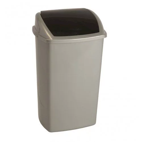 Poubelle + couvercle balançoire plastique 50l gris 40.6 x 34.1 x 66.8cm