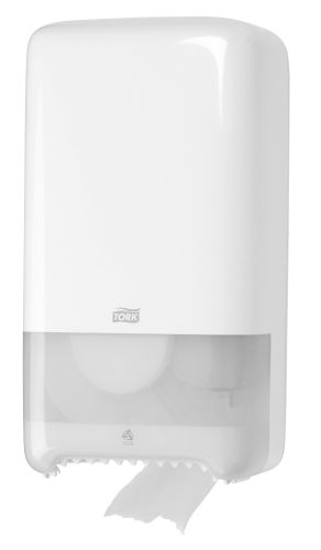 Distributeur Tork Twin Midsize rouleau de papier toilette T6 Elevation blanc