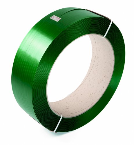 Bande de cerclage PET vert 15,5x1mm, cœur 400mm, gaufré