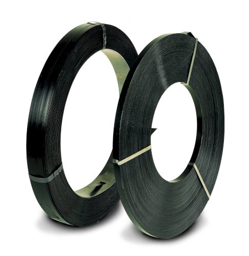 Staalband lintrol 13x0.5mm zwart gelakt ca.20kg/rol ca.20m/kg