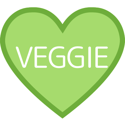 Etiketten @35mm groen-wit hart 'veggie'