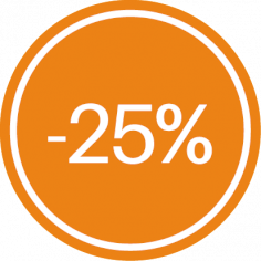 250 Etiketten 35mm orange-weiß '25%'