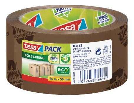 Tape PP 50mmx66m eco&strong TESA bruin 100% gerecycled