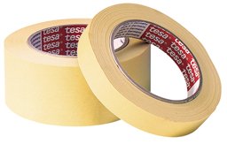 Tape crepe 25mmx50mtr 130my chamois, solvent belijming, tesa 4323