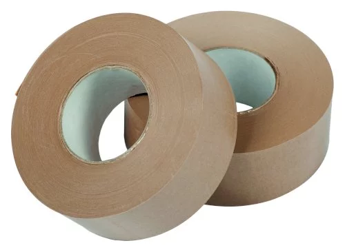 Plakband papier 70mmx150mtr 105g bruin, gegomd bu, kruislings versterkt
