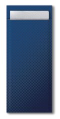Bestekzak donkerblauw+servet 39x23cm 2-laags wit Tork
