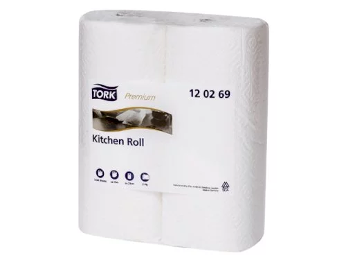 12 Pkg x 2 Rol. Tork Premium Küchenrolle 2-lagig 15,36 m x 23 cm Dekor weiß