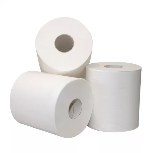 6 Rol Putzpapier 1-lagig Weiß MIDI 20cmx300mtr mit Zughülle 100% Zellulose