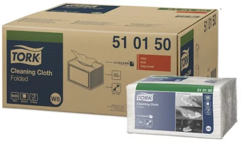Chiffons de nettoyage Tork 38,5x32cm blanc plié, 1-ép. W8