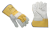 Werkhandschoenen boxleer gevoerd+ handpalm grijs-geel