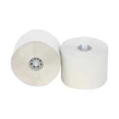 Papier toilette+capuchon recyclé 100m, 2-ép. blanc