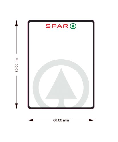 Etiquettes 60x80mm imprimé SPAR pour emballeuses DIGI et ATB